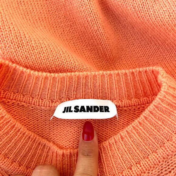 Jil Sander Drop Tail Long Oversized Sweater Small Pink Peach Jumper Crewneck - Picture 3 of 9